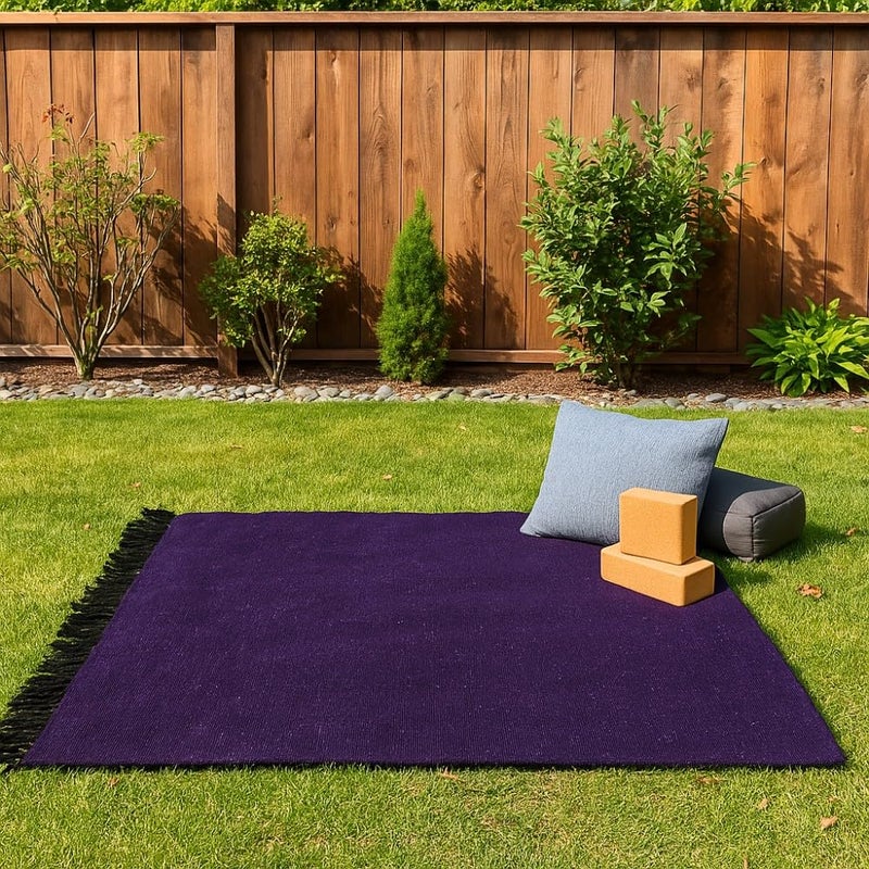 Open Road Goods Handmade Solid Color Yoga Blanket - Thick Mexican Blanket or Throw - Made for Yoga! (Purple Blanket) - Image 3